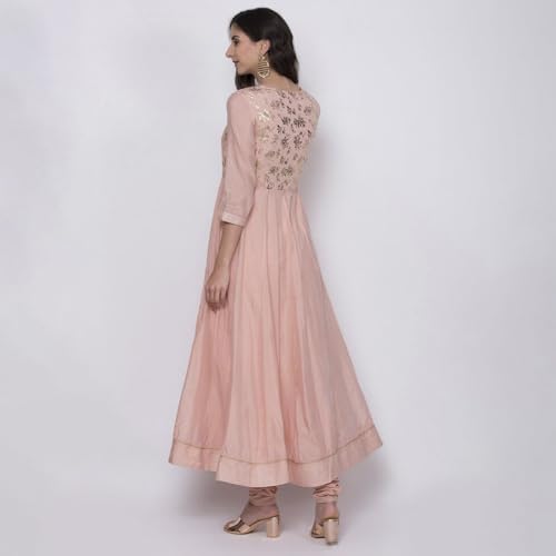 BIBA WOMEN PRINTED FITTED SALWAR KURTA DUPATTA(SKDASSORTED6551E_PEACH_32)