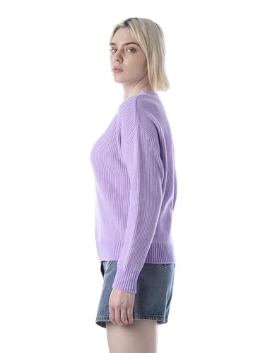 ONLY Women's Typography Regular Fit Lavender Sweater