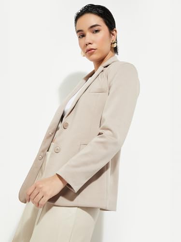 Max URB_N Women Solid Single-Breasted Blazer (Black_XXL)