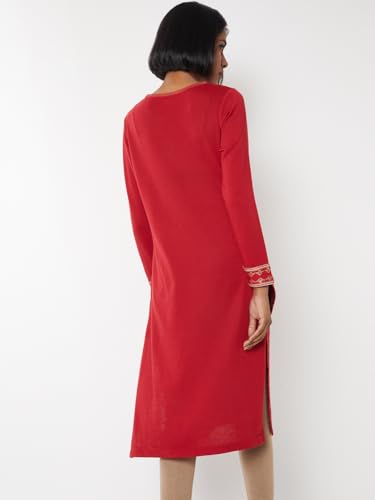 Max Women Knit Straight Kurta (Red_XL)