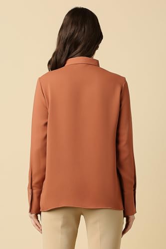 Allen Solly Women Brown Solid Long Sleeves Shirt