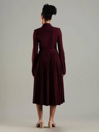 Viscose Spread Collar Midi Dress