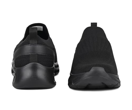LOUIS STITCH Men’s Egyptian Black Lightweight Athleisure Sport Shoes | Ultra Cushioned Sole | Slip-On Sneaker and Athleisure Wear | Perfect for Casual, Gym & Travel Wear | LS-at-FK-JB | UK-9