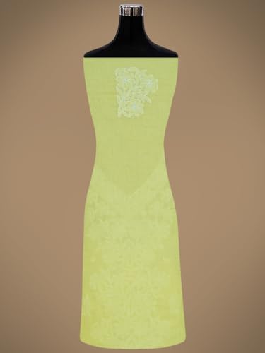 Ada Hand Embroidered Lucknowi Chikankari Unstitched Cotton Dress Material Suit Piece with Dupatta for Women 01A869268 Lime Green