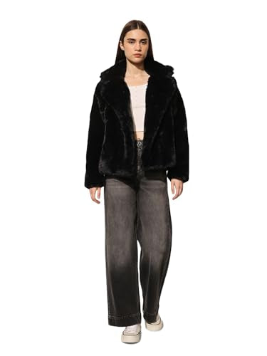 ONLY Women's Solid Regular Fit Black Jacket