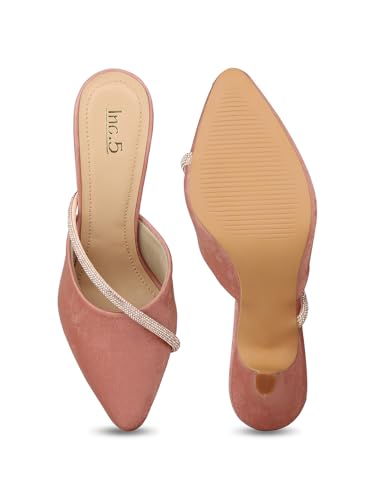 Inc.5 Womens Peach Party Wear Solid Pointed Heels