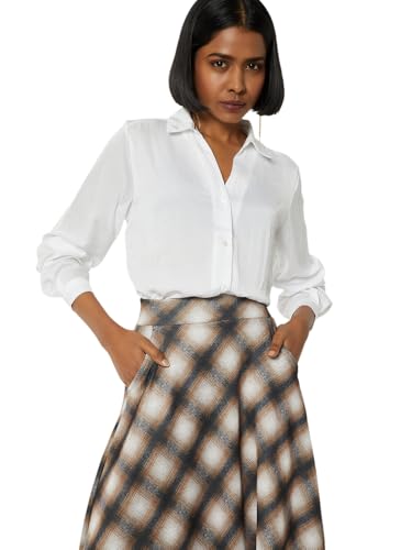 Max Women Solid Satin Finish Shirt (Off White_XL)
