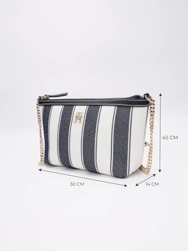 Striped Blue Polyester Sling Bag
