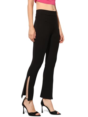 ONLY Women's Solid Skinny Fit High-Rise Black Leggings