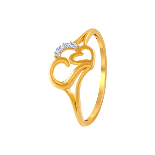 P.C. Chandra Jewellers Women's Metal Yellow-Gold 14k (585) Yellow Gold and American Diamond Ring - 1.012 Gram