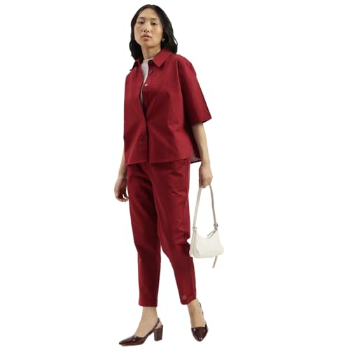 United Colors of Benetton Solid Pants (Size: XS)-25A4AGH558X5GRB2 Maroon