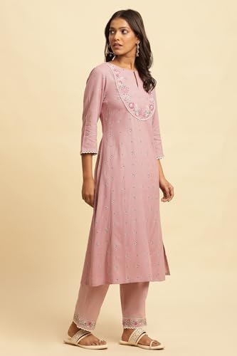 W for Woman W Women Purple Festive Floral Print Viscose Kurta & Straight Pant_24FESTWS10948-120088_XS