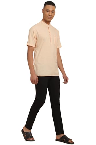 Men Beige Slim Fit Solid Casual Shirts