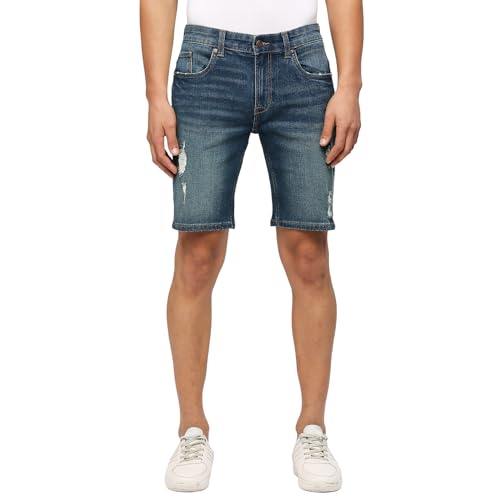 Pepe Jeans Men's Boyfriend Shorts (PM801064S64_Green Used_Mid Indigo Blue