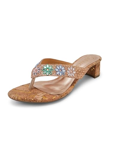 Catwalk Women Stylised Open Chunky Heels | For Women & Girls (ROSE GOLD,6 UK)