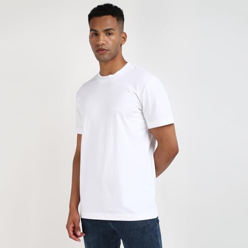 Calvin Klein Department295 Solid Regular Fit T Shirt (J325651YAF_Bright White XXL)