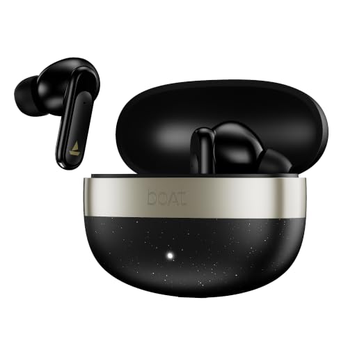 boAt Airdopes Plus 224, Powerful Spatial Audio, 60H Playback, Quad Mics AI-ENx™, 13 mm Drivers, Hearables App, Multipoint Connectivity, Google Fast Pair, Bluetooth v6.0 TWS Earbuds (Matte Black)
