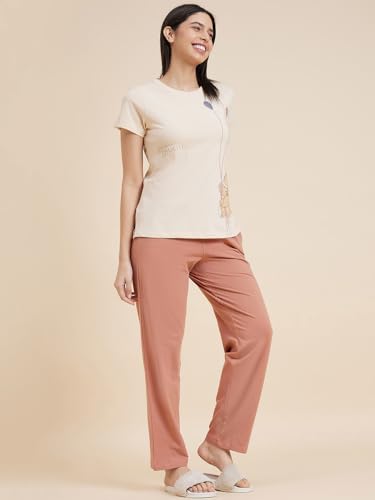 Sweet Dreams Women's Cotton Geometric Pajama Set Pack of 2 (2014AXCO Sand Dune 2XL)