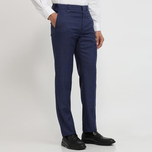 Raymond Contemporary Fit Dark Blue Trouser for Men