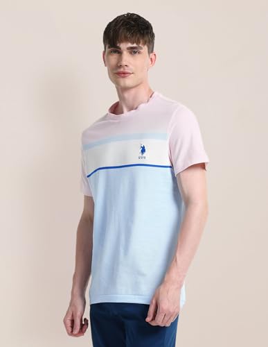 U.S.POLO ASSN. Men's Color Block Fitted T-Shirt (USTSH2022 Blue