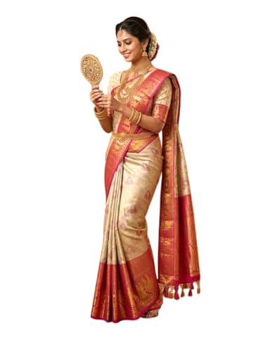 VFCollections Women's Traditional Handloom Kanchipuram Silk Pure Pattu Sarees | Rich Zari Woven Design | Bridal Saree | Unstitched Blouse -2