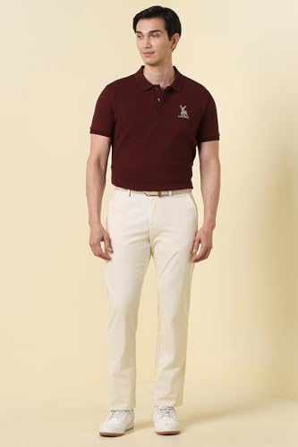 Men Beige Solid Casual Trousers