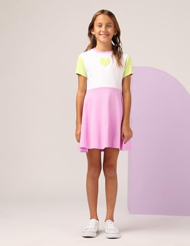 U.S. POLO ASSN. Girl's Cotton Fit and Flare Mini Dress (UGSS25DRS204 Pink