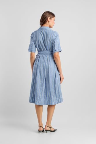 Women Light Blue Striped Knee Length Casual Dress
