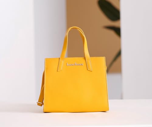 LOUIS STITCH Stylish Yellow Handbag for Women | Ladies Satchel Handbag for Travel, Office, College | LDB-VF1039-HBYL