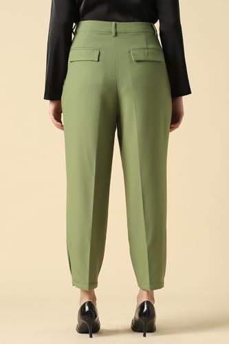 Women Olive Solid Formal Trousers