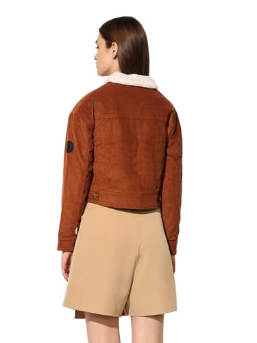 ONLY Women's Solid Regular Fit Brown Jacket