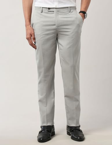 Arrow Textured Tapered Fit Trousers Light Grey