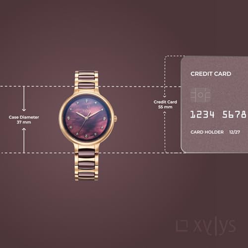 Xylys Amalgam Swiss Analog Rose Gold Steel and Ceramic Strap Mother of Pearl Dial Watch for Women
