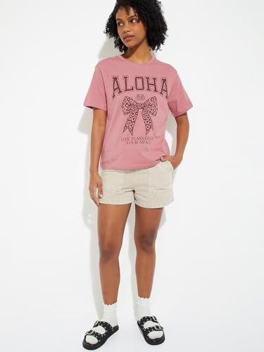 Max URB_N Women Printed Relaxed Fit T-Shirt (Pink_XL)