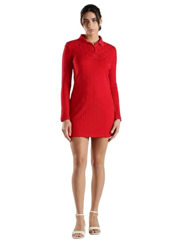 Calvin Klein Jeans Women's Cotton T-Shirt Above The Knee Casual Dress (47D228G600-M_Berry Sangria