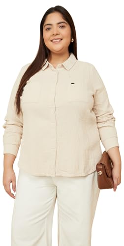 Max Women Textured Regular Fit Shirt (Beige_4XL)