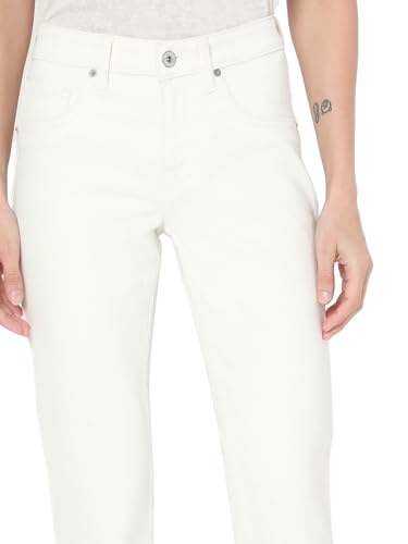 VERO MODA Women's Straight Fit Mid-Rise White Jeans