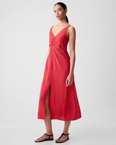 GAP Women's Rayon A-Line Below The Knee Casual Dress (442584466_red