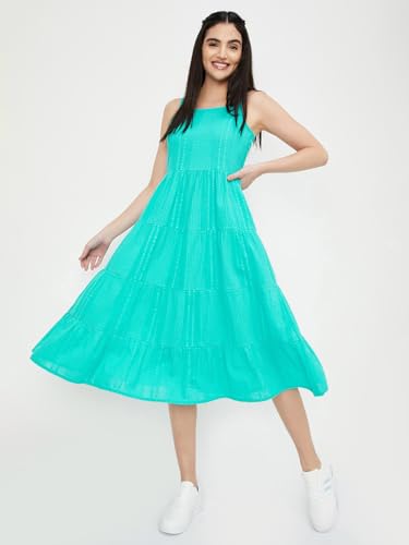 Max Women's Cotton Classic Midi Dress (Aqua)