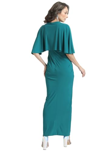 Kazo Women's Polyester Fit and Flare Maxi Dress (124159SDSPRCXS_Green