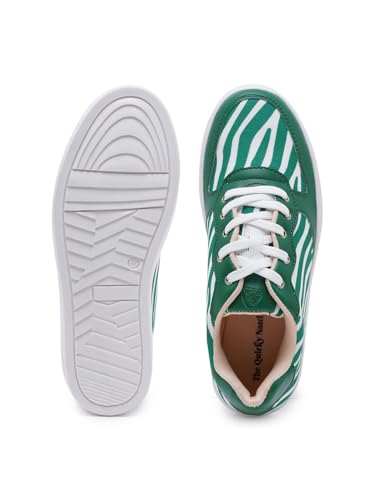 THE QUIRKY NAARI Green - Z Sneakers in Playful Pattern | Green | 5 UK