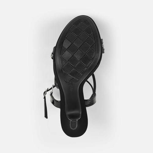 Mochi Women's Back Strap closure Casual - Ankle-Strap Sandals with Stiletto Black Pumps UK/4 EU/37(40-332)