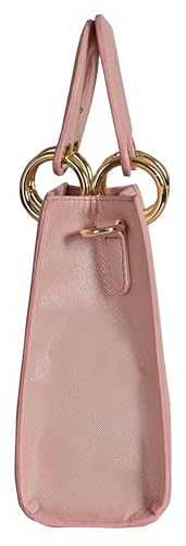 eske Vegan Leather Sofia Handbag, Detachable Strap, 8 cm Handle Drop, 57 cm Shoulder Drop (Pink Saffiano)