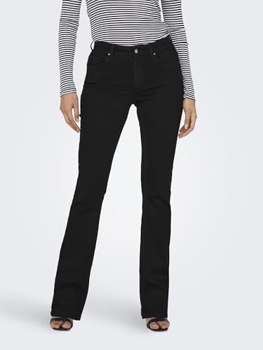 ONLY Women Cotton Blend Stretchable Mid-Rise Bootcut Black Jeans