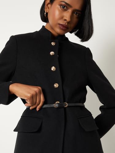 Max Women Knit Belted Blazer (Black_XL)