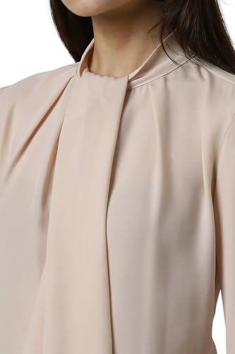 Van Heusen Women Beige Solid Formal Stylized Neck Top