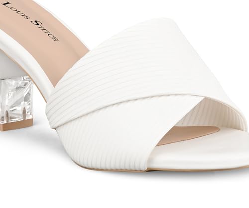 LOUIS STITCH Women’s White Block Heel Sandals | Comfortable Sandal for Ladies | LSOF-LDBH-TXMU | UK-4
