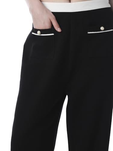 ONLY Women's Solid Straight Fit Mid-Rise Black Pants