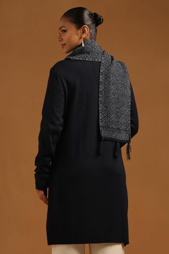 Soch Womens Navy Blue Acrylic Crochet Winter Shrug