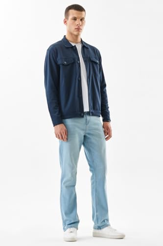 SNITCH Men Casual Jeans | Straight Fit Light Blue with Smooth Texture & Washed Finish | Durable Cotton Blend Fabric for Everyday Comfort & Versatile Styling